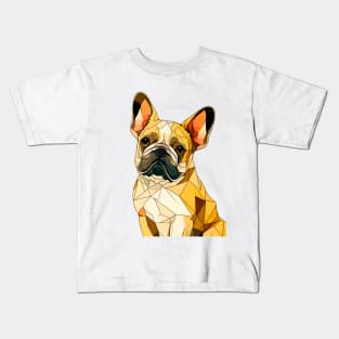 Geometric French Bulldog No. 1: Light Background (on a no fill background) Kids T-Shirt